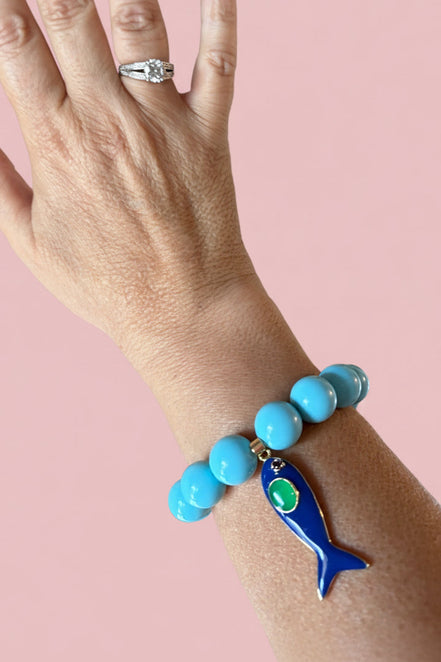 Bracciale Bisette - OCEANO  turchese con charm pesciolino