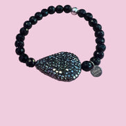 Bracciale Bisette - Onice sfere con goccia marcasite