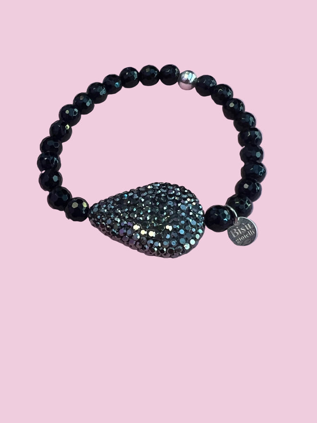 Bracciale Bisette - Onice sfere con goccia marcasite