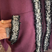 Felpa CHANELLINA : Felpa burgundy con passamaneria Couture