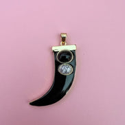 Collana TALISMANI - ONICE  mm 6 - chiusura gioiello argento 925- cm 85- charm Corno smaltato nero
