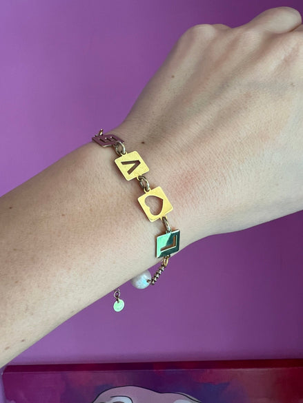 Braccialetto LOVE in oro con perle barocche