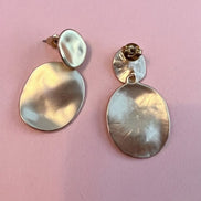 Orecchini  -DISCO con pendente  -Satinati in Acciaio Placcato Oro Giallo 18 kt