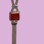 Gioiello d’Archivio Bisù — Rara Collana Sautoir Etnica in Argento 925 e Corniola Naturale