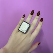 Anello in ebano nero e avorio mammut naturale
