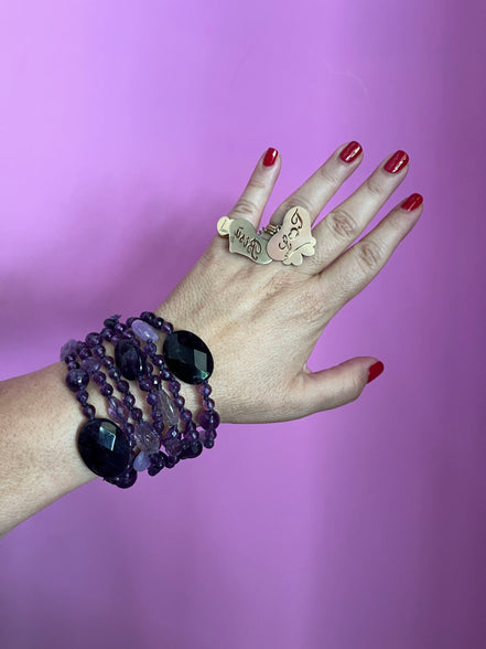 MAGNIFICO Bracciale multifili - 7 file - Ametista