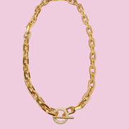 Collana Catena Gold con chiusura a T e zirconi - acciaio