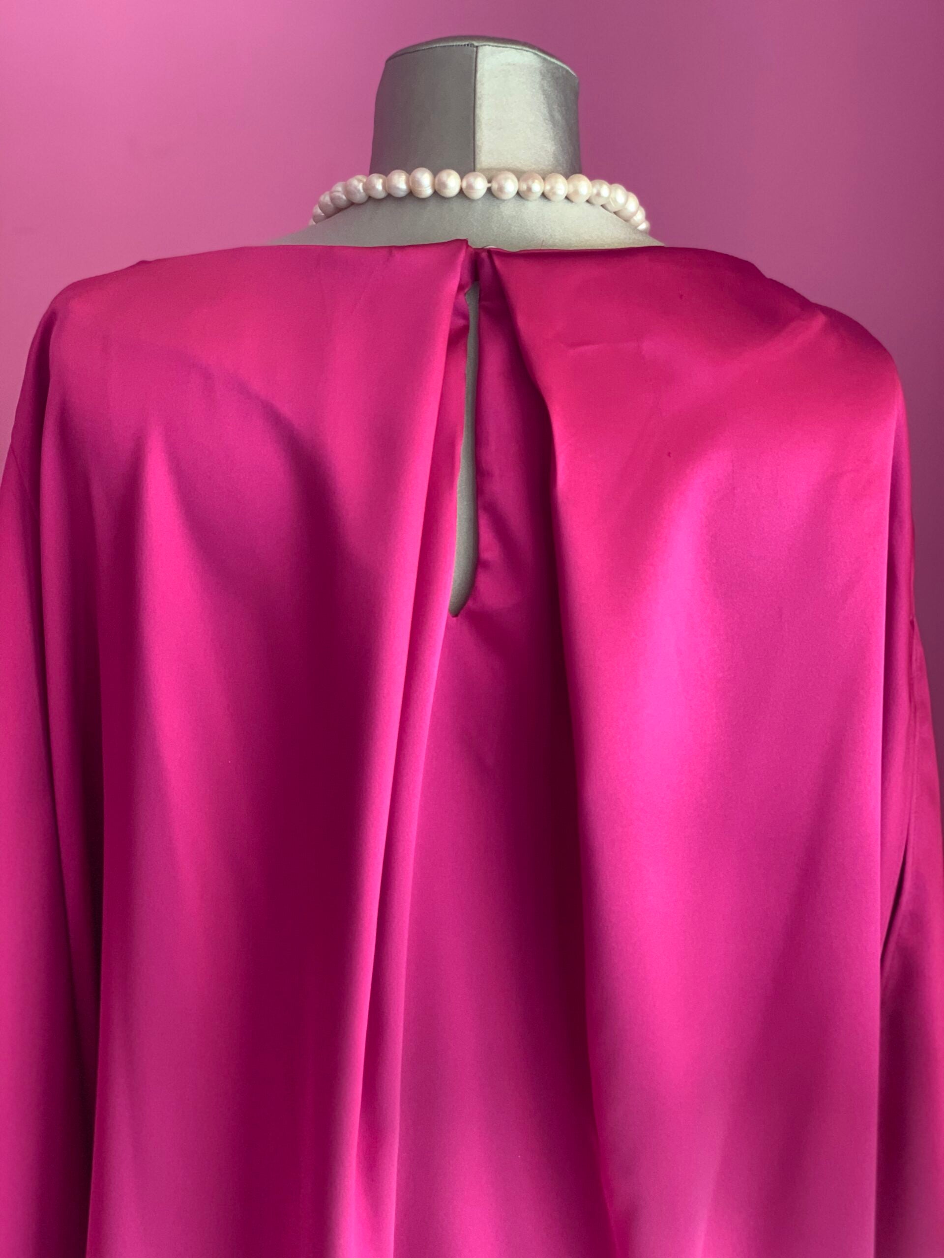 Poetica - Abito a palloncino in raso cerimonia fucsia