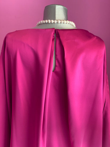 Poetica - Abito a palloncino in raso cerimonia fucsia