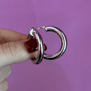orecchini Hoop - anelle bombate argento 925 rodio