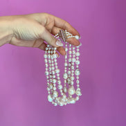 Collier argento 925 con 4 giri perle coltivate barocche