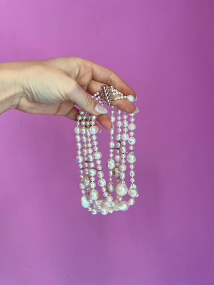 Collier argento 925 con 4 giri perle coltivate barocche