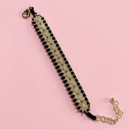 Bracciale MANTRA 4 - Macrame’ con zirconi e ottone placcato oro giallo