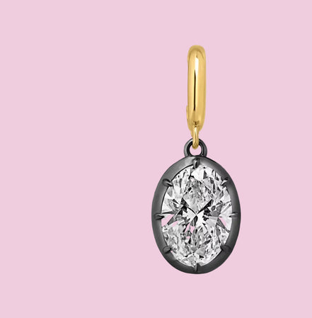 CHARM LUCE - con scattino - big zircone con rodio nero e gold