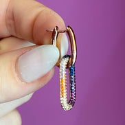 Mono orecchino  - Chain argento 925 rosé zirconi colorati