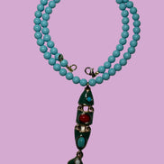 Collana POISSONS - turchese mm 6- chiusura argento 925 -  pesciolino snodato smaltato