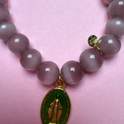 Bracciale Bisette -TALISMANI  occhi di gatto mauve  con charm Miracolosa