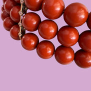 INCANTEVOLE -  3 giri   Chocker flessibile corallo rosso con argento 925