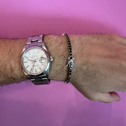 Tennis  - UOMO -bracciale argento 925 rodio con zirconi neri