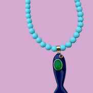 Collana POISSONS - turchese mm 6- chiusura argento 925 -  pesciolino blu smaltato