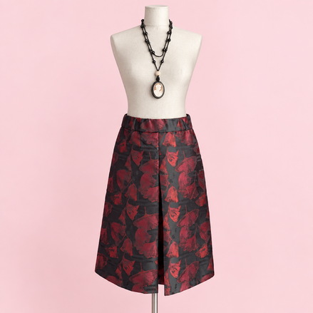 Gonna Fonda in broccato rosso e nero
