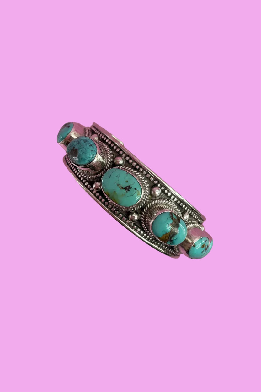 Bracciale collezione ETNICA -   Bangle Argento 925 con 10 turchesi