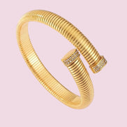 Bracciale Tubogas Flessibile Contrarié -  cm 1 acciaio con terminali in pavé di zirconi
