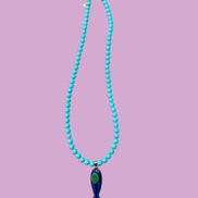 Collana POISSONS - turchese mm 6- chiusura argento 925 -  pesciolino blu smaltato
