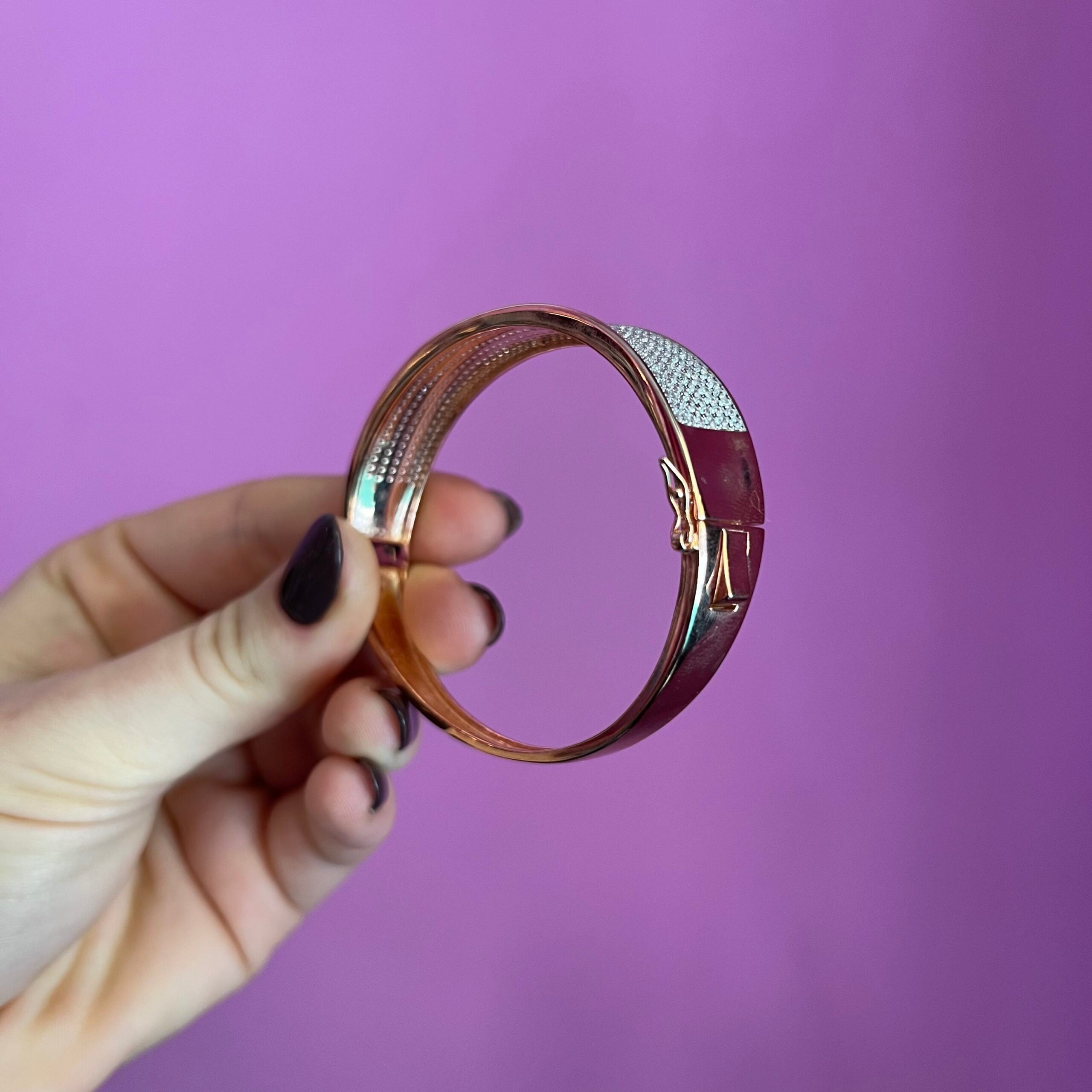 Bracciale bangle a manetta argento 925 con pavé zirconi