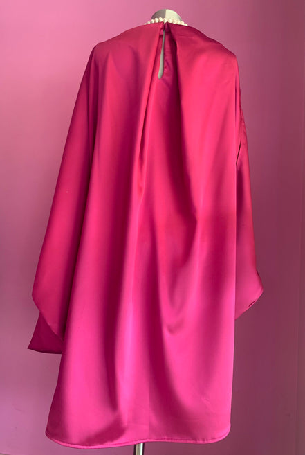 Poetica - Abito a palloncino in raso cerimonia fucsia