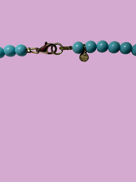 Collana POISSONS - turchese mm 6- chiusura argento 925 -  pesciolino snodato smaltato