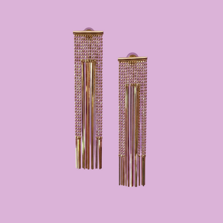 GOLDEN TAKI DÉCO Orecchini a cascata a 14 fili in argento 925 dorato
