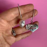 Orecchini asimmetrici  - Cuore Big Heart argento 925e perla coltivata
