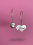 Orecchini asimmetrici  - Cuore Big Heart argento 925e perla coltivata
