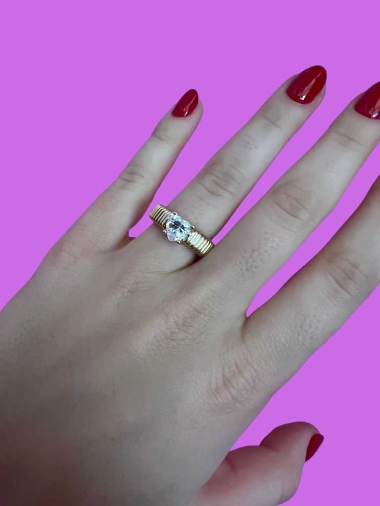 Anello TUBOGAS slim argento 925 con cuore zircone