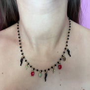 Collana argento oro giallo con miracolose, cornini e croci