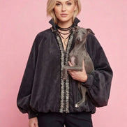 CHANELLINA bomber senza tasche : bomber a palloncino con passamaneria Couture