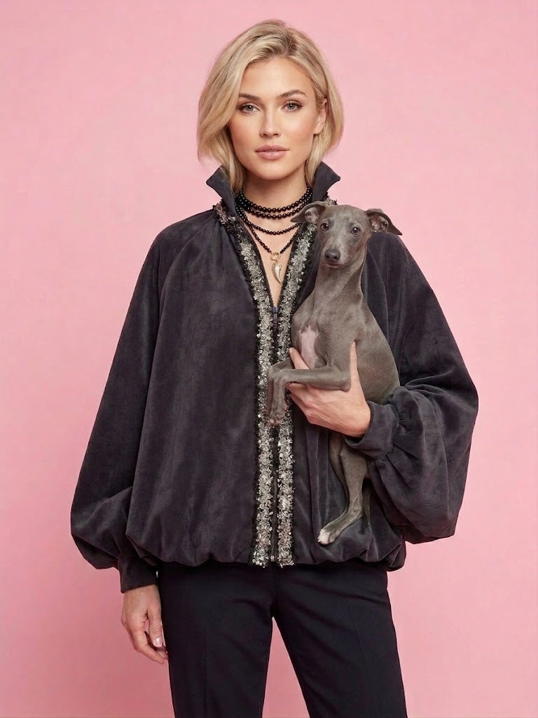 CHANELLINA bomber senza tasche : bomber a palloncino con passamaneria Couture