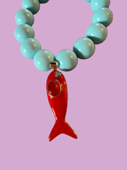 Bracciale Bisette - OCEANO  turchese con charm pesciolino