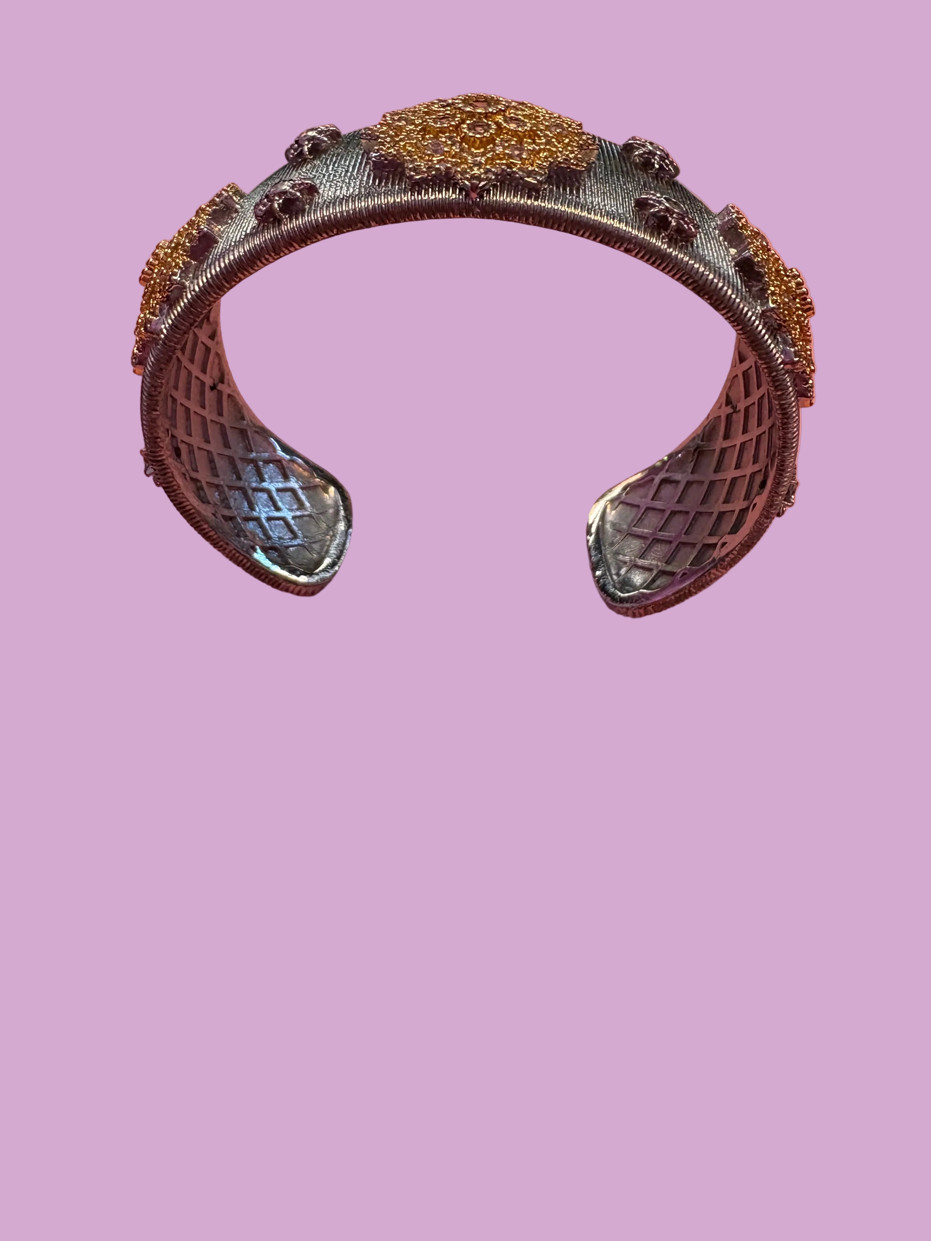 bracciale Kerala - Bangle ottone e filigrana con zirconi placcato oro giallo