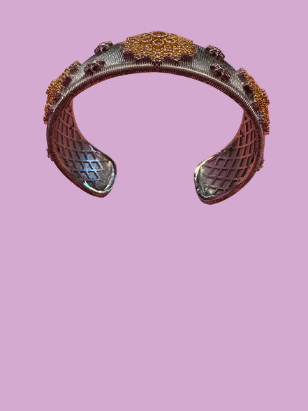 bracciale Kerala - Bangle ottone e filigrana con zirconi placcato oro giallo