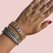 Bracciale MANTRA - Macrame’ con zirconi e ottone placcato oro giallo