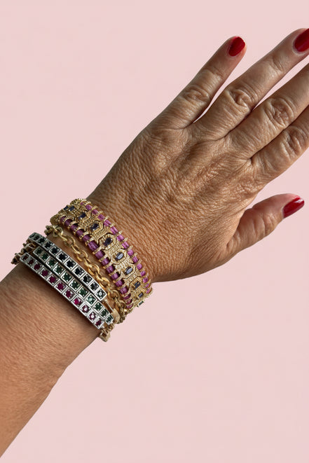 Bracciale MANTRA - Macrame’ con zirconi e ottone placcato oro giallo