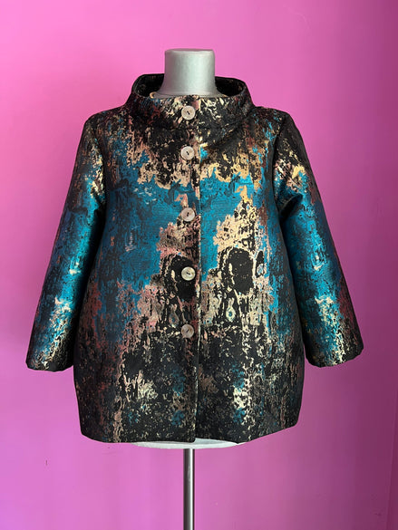 Simone De Beauvoir - Giacca in broccato color oro, turchese e nero