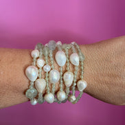MAGNIFICO Bracciale multifili - 8 file - perle coltivate barocche e Prenite