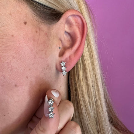Monorecchino stelle rodio con zirconi