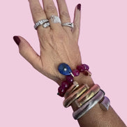 Bracciale Bisette - JAIPUR agata burgundy con charm goccia di lapislazzuli