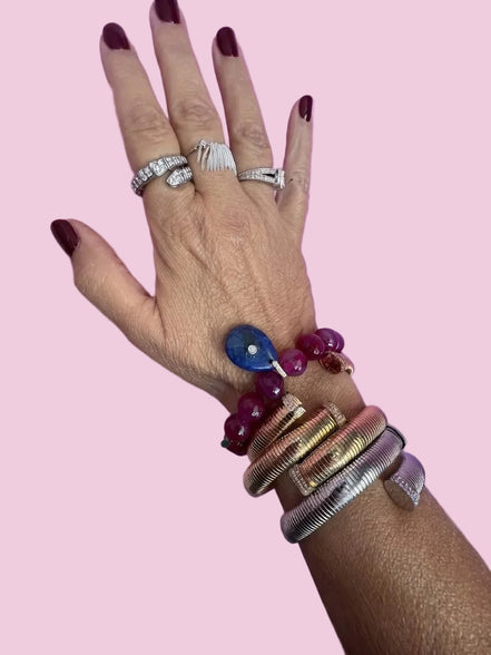 Bracciale Bisette - JAIPUR agata burgundy con charm goccia di lapislazzuli