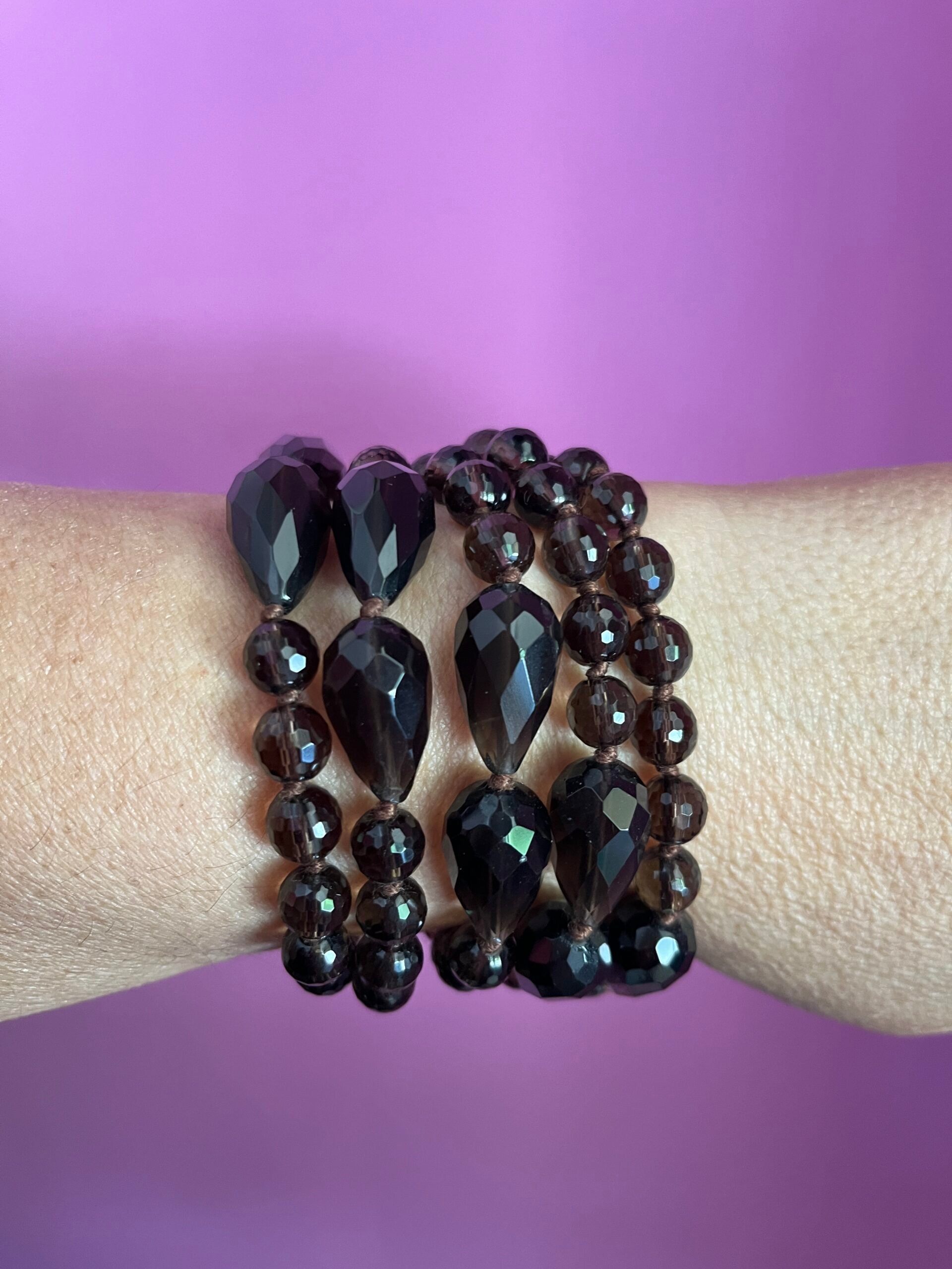 MAGNIFICO Bracciale multifili - 5 file - topazio fumè