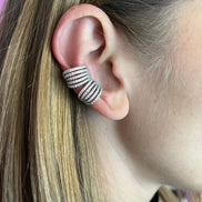 Earcuff rodio con 5 file di zirconi